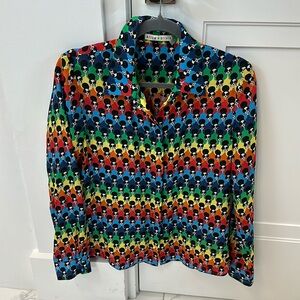 Alice + Olivia Willa Rainbow Logo Print Blouse